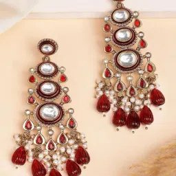 Karatcart Gold-Tone Plated Red Earrings for Women-image-68