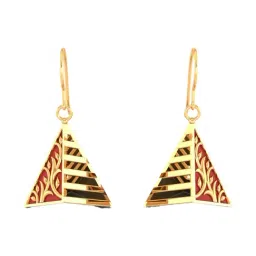 P.C. Chandra Jewellers 22KT Yellow Gold Magnificent Reddish-conical Hanging Earrings-image-112
