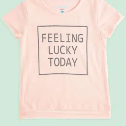 Pantaloons Junior Peach Cotton Printed T-Shirt image 1