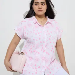 Gia by Westside White Floral Embroidered Cotton Shirt-picture-17