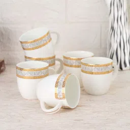 JCPL White Ceramic Coffee Mug (0.18 L) - Set of 6 image 1