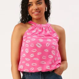 Forever 21 Pink Printed Crop Top image 1