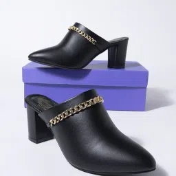 Shoetopia Women's Black Mule Shoes image 1