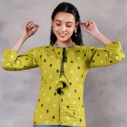 Rustorange Green Printed Jacket-image-0