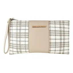 Rocia By Regal Beige Checks Small Casual Clutch image 1