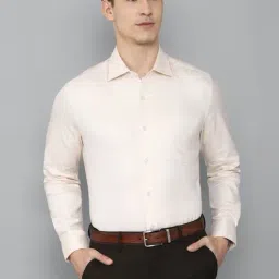 Louis Philippe Cream Cotton Regular Fit Self Pattern Shirt-picture-18