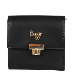 Baggit Black Solid Tri-Fold Wallet for Women-image-7