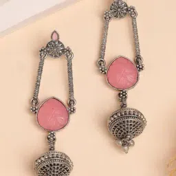 Karatcart Silver Pink Earrings for Women-image-79