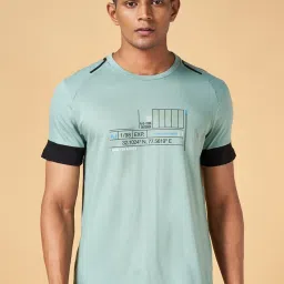 Ajile by Pantaloons Sage Green Slim Fit Printed T-Shirt image 1