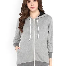 Pannkh Women Grey Solid Hooded Sweatshirt-picture-19