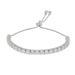 Anayra 92.5 Sterling Silver American Diamond Wrist Shine Diamond Tennis Bracelet for Women image 1