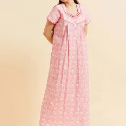 Sweet Dreams Peach Cotton Printed Night Gown image 1