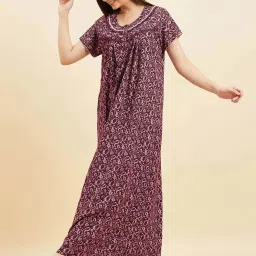Sweet Dreams Wine Printed Night Gown image 1