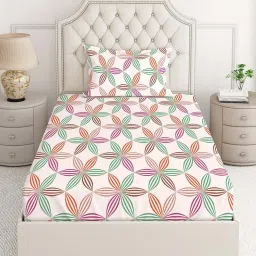 Layers Firenze Multicolor Cotton 140 TC Double Size Bed Sheet with Pillow Cover image 1