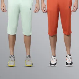 Vimal Jonney Mint Green & Orange Regular Fit Lounge Capris- Pack of 2 image 1