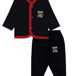 Bodycare Kids Navy Solid Full Sleeves Shirt with Pyjamas image 1