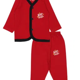 Bodycare Kids Red Solid Full Sleeves Shirt with Pyjamas image 1