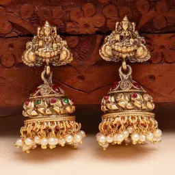 Karatcart Gold-Tone Plated Red & Green Earrings for Women-picture-35