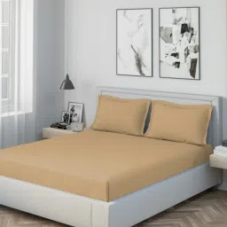 DDecor Solid Brown 180 TC Cotton King Bed Sheet With 2 Pillow Covers image 1