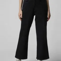 Van Heusen Black Cotton Mid Rise Flared Jeans image 1