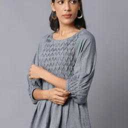 W Blue Woven Pattern Tunic image 3