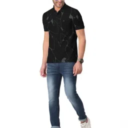 BULLMER Black Regular Fit Abstract Polo T-Shirt image 5