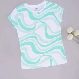 Pantaloons Junior Girls Antique White & Blue Cotton Camouflage T-Shirts-picture-18