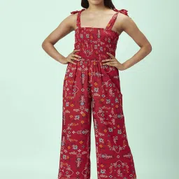 People by Pantaloons Red Printed Jumpsuit image 1
