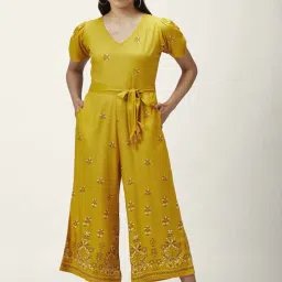 People by Pantaloons Yellow Printed Jumpsuit image 1