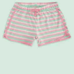 Pantaloons Junior Kids Peach & Blue Cotton Striped Shorts image 1