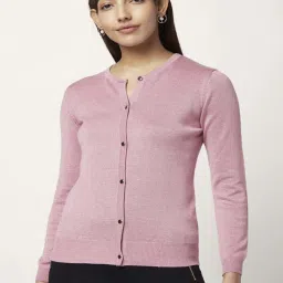 Annabelle by Pantaloons Dusty Pink Round Neck Cardigan image 1
