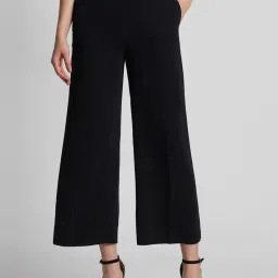 Allen Solly Black Mid Rise Flared Trousers image 1