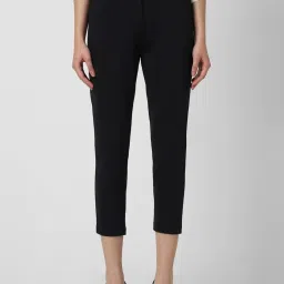 Van Heusen Black Mid Rise Cropped Trousers image 1