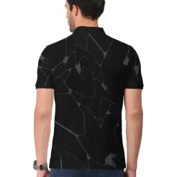 BULLMER Black Regular Fit Abstract Polo T-Shirt image 2