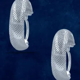 Taraash 92.5 Sterling Silver Engraved Hoop Earrings for Women image 1