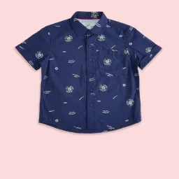 Pantaloons Baby Kids Navy Cotton Printed Shirt image 1