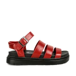 London Rag Women's Burgundy Ankle Strap Sandals image 1