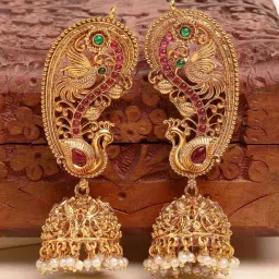 Karatcart Gold-Tone Plated Pink & Green Earrings for Women-image-43