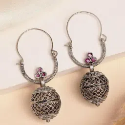 Karatcart Silver Pink Earrings for Women-picture-20