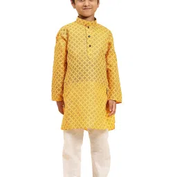 Pro-Ethic Style Developer Kids Yellow & White Printed Full Sleeves Kurta with Pyjamas image 1