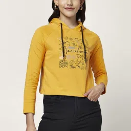 Honey by Pantaloons Mustard Cotton Printed Sweatshirt image 1