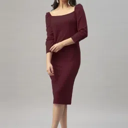 SELVIA Maroon Shift Dress image 1