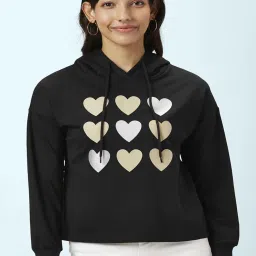 People by Pantaloons Black Printed Sweatshirt image 1
