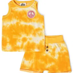 MiArcus Kids Yellow Printed Vest with Shorts image 1