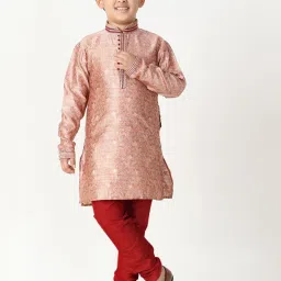 Pro-Ethic Style Developer Kids Dusty Pink & Maroon Printed Full Sleeves Kurta with Pyjamas image 1