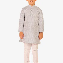 Pro-Ethic Style Developer Kids White & Black Striped Full Sleeves Kurta with Pyjamas image 1