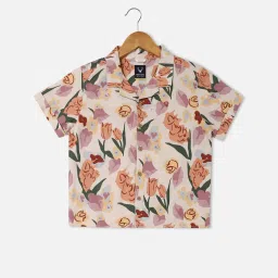 Allen Solly Junior Beige Floral Print Shirt image 1