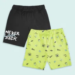 Pantaloons Baby Kids Green & Black Cotton Printed Shorts image 1