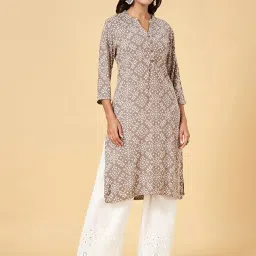 Rangmanch by Pantaloons Grey Printed Straight Kurta image 1