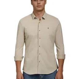Louis Philippe Beige Cotton Regular Fit Shirt-image-49